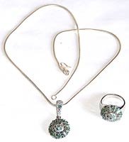 Ring and Pendant Sets Sterling Silver Jewelry 31 Grams