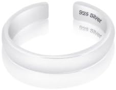 Sterling Silver 925 Shiny Plain Silver Design Toe Ring. Nickel Free Adjustable Fit Solid Band One Size Fits All. Polished