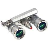 Adorama 3 x 25 Iolanta FL Opera Glass Binocular with Built-In Extendable Handle & Red Reading Light, 11.2 deg. Angle of View, Platinum with Silver Trim