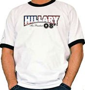 Hillary For President 08 Adult Ringer T-Shirt