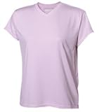 WickID Ladies V-Neck Cap Sleeve Wicking Shirt. W2021 - Large - Pink