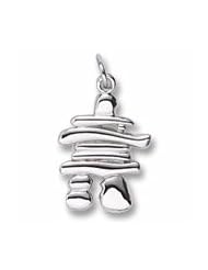 Rembrandt Charms, Inukshuk Charm in Solid Sterling Silver or Gold, Engravable