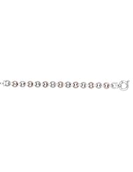 Silver 8" With Rhodium Rose Finish Shiny Round Link 2-Tone Bracelet With Spring Ring Clasp
