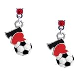 I love Soccer - Red Heart Red Swarovski Post Charm Earrings [Jewelry]