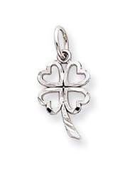 10k White Gold Solid Open 4-Leaf Clover Charm
