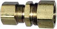 1/2 Inch X 3/8 Inch Compression Tube Reducing Union Brass - Pack of 2