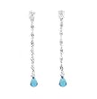 Sterling Silver Fashion Earrings with Aquamarine Crystal - Dangling