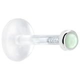 16 Gauge 1 4 Solid 14KT White Gold 2mm Genuine Aventurine Quartz Bioplast Push in Labret