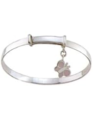 Adjustable Silver Butterfly Charm Children Bangle Bracelet For Girls