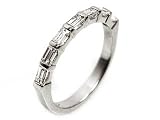 Baguette Shape Diamond Bar Set Half Circle, 18k White Gold, Ring Size 6.5 (T.w 0.70)