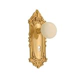 Grandeur Nostalgic Warehouse VICWHI Double Dummy Polished Brass Interior Door Locks Sets Victorian Plate With White Porcelain Knob With A Keyhole Mortise & Passage & Privacy & Single Dummy Sets