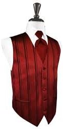 Striped Men's High Quality 5 Button Full Back Satin Vest - Many Colors (Medium, Apple)