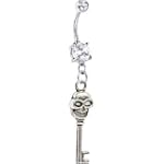 Skull Skeleton Key Belly Ring