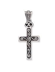Sterling Silver Antiqued Cross Pendant QC3938"