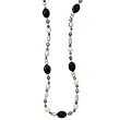 Black Onyx & Freshwater Pearl Necklace- 36 IN