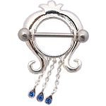 Sterling Silver Nipple Shield w/ Dangling Gems, in 14g (Gauge), Sold Individually