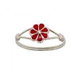 Childrens Sterling Silver Ring Enamel Flower New Sz=4.5