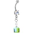 Handcrafted Peridot Aurora Swarovski Simplicty Dangle Belly Ring