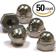 1-8 Acorn Nuts / Low Crown / Closed End / Steel / Nickel / 50 Pc. Carton