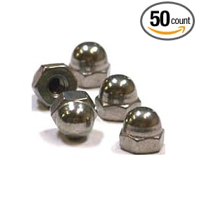 1-8 Acorn Nuts / Low Crown / Closed End / Steel / Nickel / 50 Pc. Carton