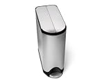 Kitchen & Housewares : simplehuman CW1820 Deluxe Fingerprint-Proof 10-Gallon Butterfly Step Can, Brushed Stainless