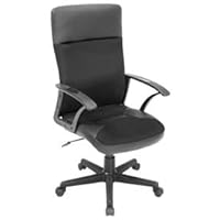 Leather Trimmed High Back Managers Chair Black Leather/Black Padded Mesh
