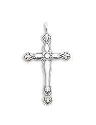 Sterling Silver 2" Antique Cross Pendant with 18" Steel Chain