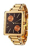 Nixon A024-715 The Ivy Brown Dial Stainless Steel Yellow Gold Plated Women's Two Time Zones Watch