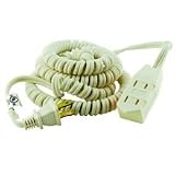 Coil Extension Cord White 12'