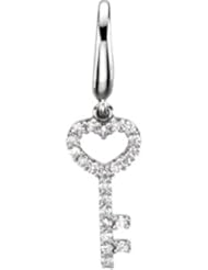 14K White Gold 1/8 ct tw Diamond Key Charm