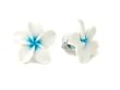 HAWAIIAN LARGE FIMO PLUMERIA EARRINGS-1" (Blue Center)