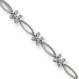 14k White Gold Fancy Floral Diamond Tennis Bracelet