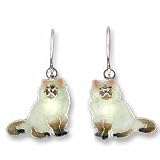 Clearly Charming Himalayan Cat Sterling Silver and Enamel Earrings
