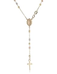 14k Tri-Color Gold Diamond Cut 2.9mm Rosary, 17"