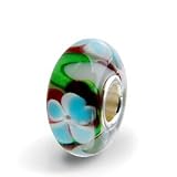 HGS-75 TRANS, 925 Sterling Silver Murano Glass Slide-on and Slide-off Glass Bead , 14mm X 7 mm. Troll Pandora Compatible.