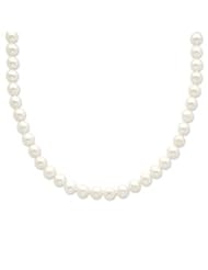 Sterling Silver 7-7.5mm White Freshwater Cultured Pearl Necklace