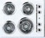 30 in W Cooktop, (1) 8 in & (3) 6 in Coil Elements, White, 220 V