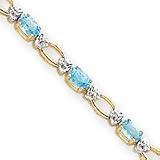 14k 7.41ct. Blue Topaz and Diamond Bracelet - 7 Inch