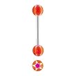 Stainless Steel with UV Orange/Purple Barbell - Glitter Star Inlay Ball Sold as a Pair