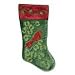 20in Velvet Christmas Stocking Red Greed Bird