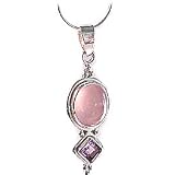 Rose Quarz and Amethyst Pendant Necklace on 18 Inch Chain