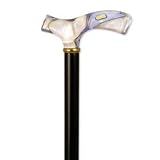 Acrylic Cane - Aqua Swirl .This Fritz acrylic handle cane was disigned by a German count to make cane use by the arthritic sufferer more comfortable. This fashionable cane has a touch of class. Weight capacity 250 pounds, height 36-37 inches, solid wood handle and shaft. Walk in style with this wooden cane.
