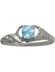 10 Karat White Gold Genuine Blue Topaz Gemstone Baby Ring