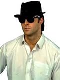 Black Flock Blues Brothers Style Hat - Fancy Dress Costume Accessories