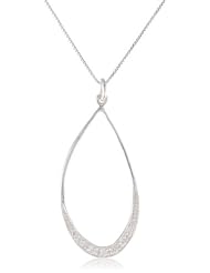 Sterling Silver Cubic Zirconia Open Teardrop Pendant Necklace, 18"