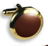 Cufflinks - Round Setting with Burgundy Stone