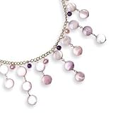 Sterling Silver Amethyst/Purple Mother of Pearl/Cultured Pearl Necklace - 16 Inch