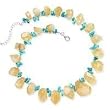.925 Silver, Turquoise & Citrine Nugget Necklace- 16 +2 IN