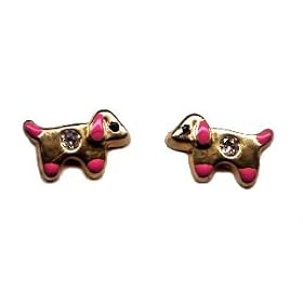 ~ Mindy Harris 14 KT Dog with CZ. Earrings