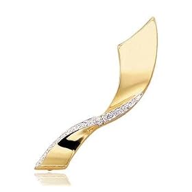 1 3 Carat Diamond Prong Sash Twist 14K Yellow Gold Pin by Diamond Harmony Jewelry